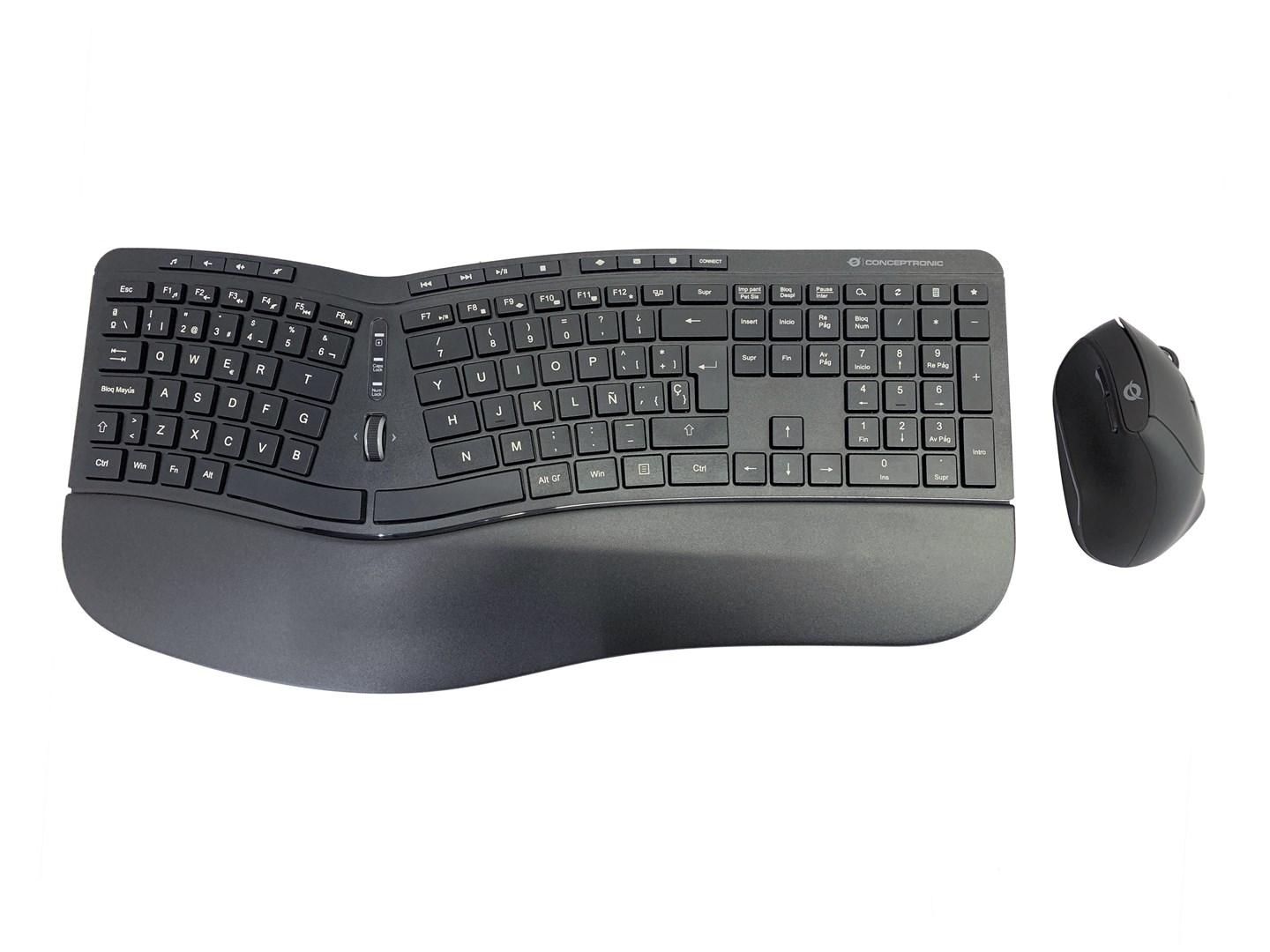 Conceptronic ORAZIO ERGO - trådløst ergonomisk tastatur og mus, spansk layout billede