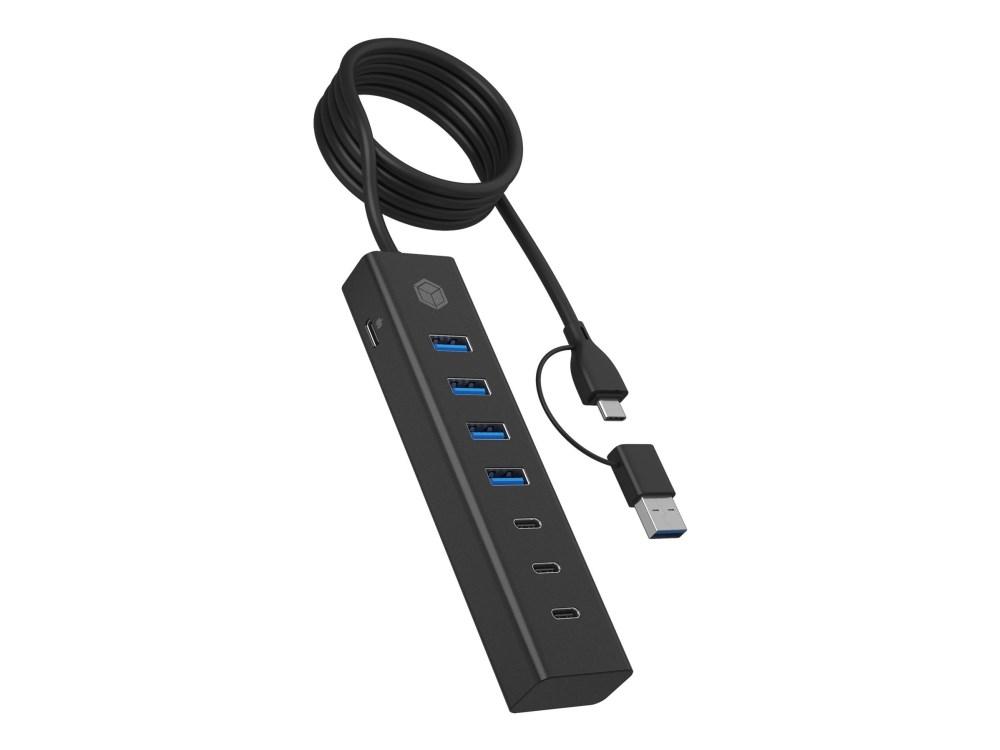 Icy Box IB-HUB1737-C3 USB-hub - 7 porte, USB 3.2, Type-C/Type-A billede