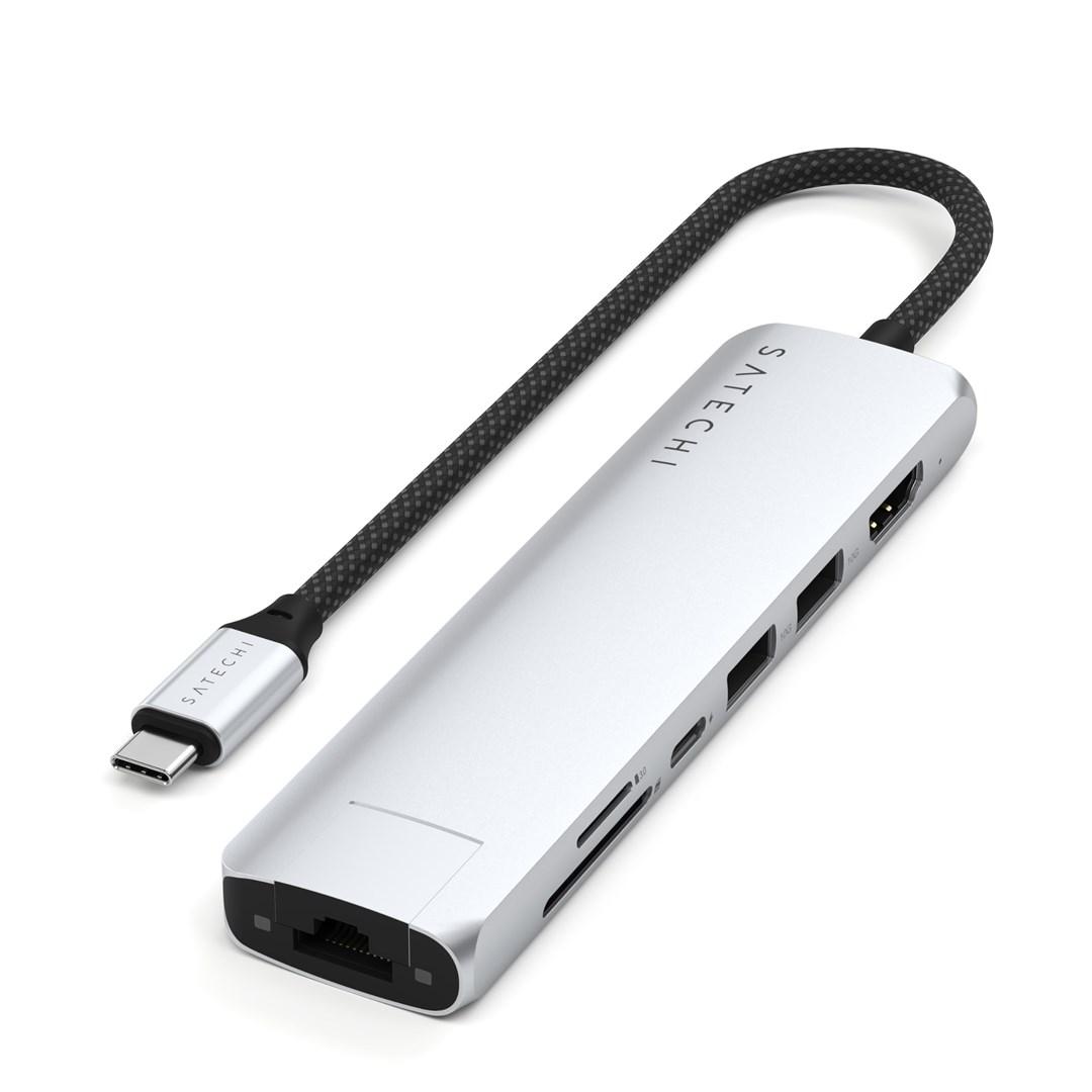 Satechi USB‑C 7‑i‑1 Slim Multiport-adapter - Sølv