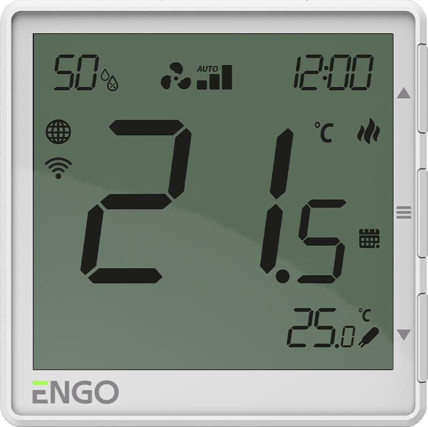 ENGO Controls EFAN-230W fan coil-termostat, 230 V - vægmodel med stort display billede