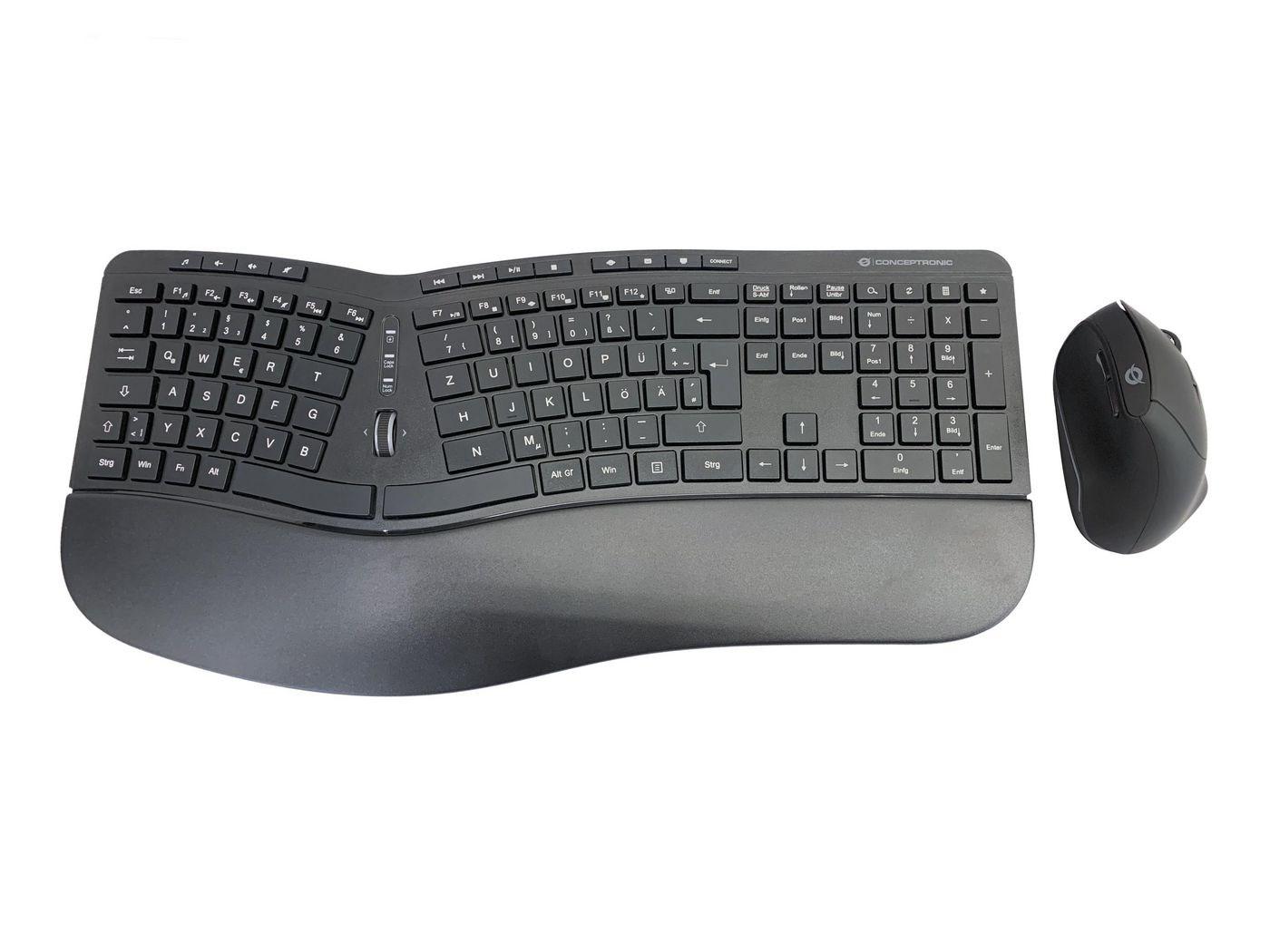 Ergonomisk trådløst tastatur og mus - sæt billede