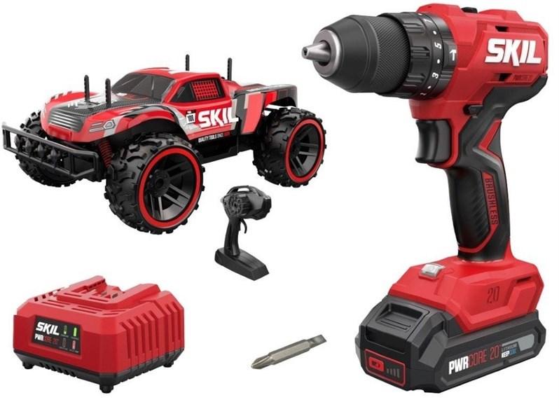 Slagboremaskine 18 V med RC-bil - inkl. 1×2,0 Ah batteri og lader billede