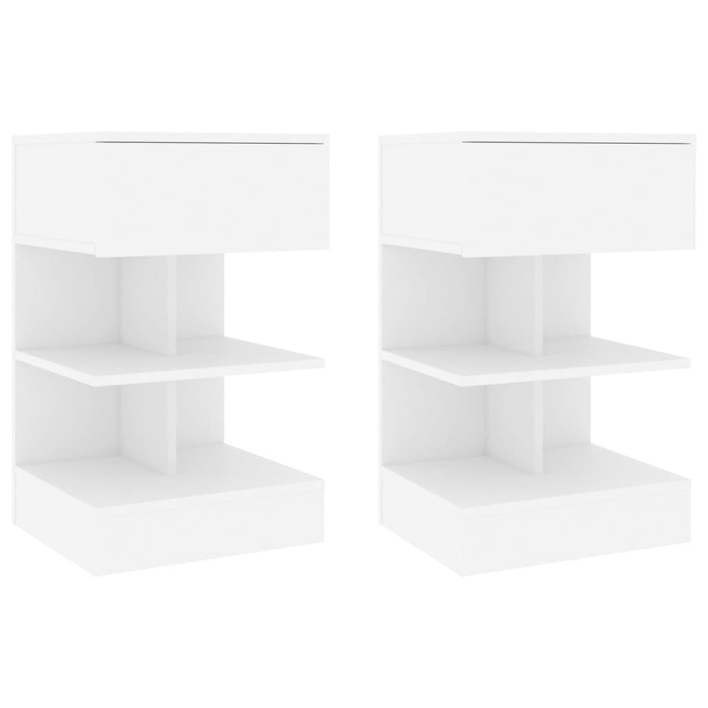 Sengeborde 2 stk. 40x35x65 cm konstrueret træ hvid