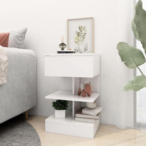 Sengeborde 2 stk. 40x35x65 cm konstrueret træ hvid