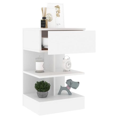Sengeborde 2 stk. 40x35x65 cm konstrueret træ hvid