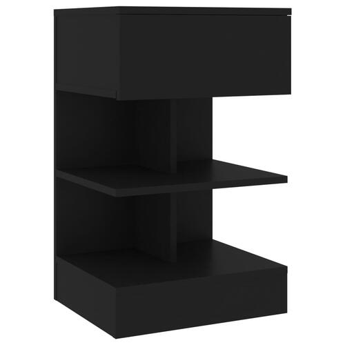Sengebord 40x35x65 cm konstrueret træ sort