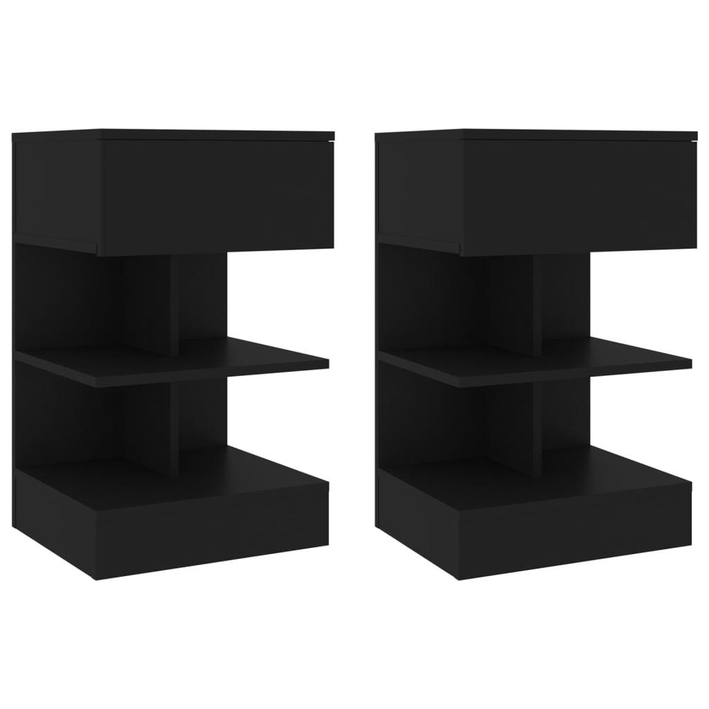 Sengeskabe 2 stk. 40x35x65 cm sort