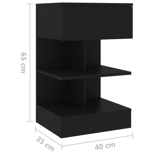 Sengeskabe 2 stk. 40x35x65 cm sort