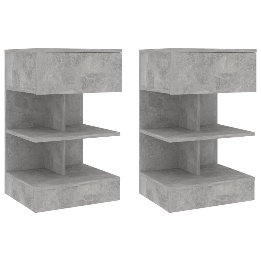 Sengeskabe 2 stk. 40x35x65 cm betongrå