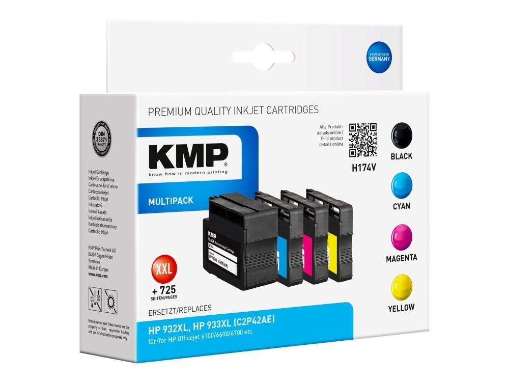 KMP blækpatroner til HP 932XL/933XL - Multipack H174V (opfyldt) billede