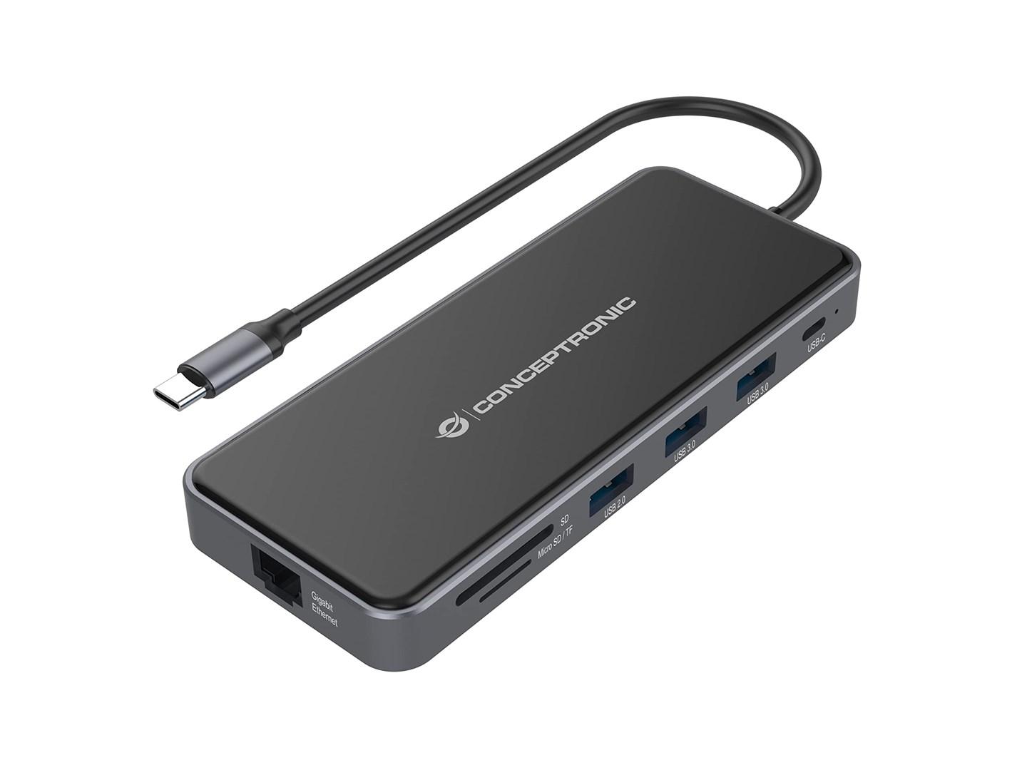 Conceptronic DONN15G USB-C dockingstation med hub billede