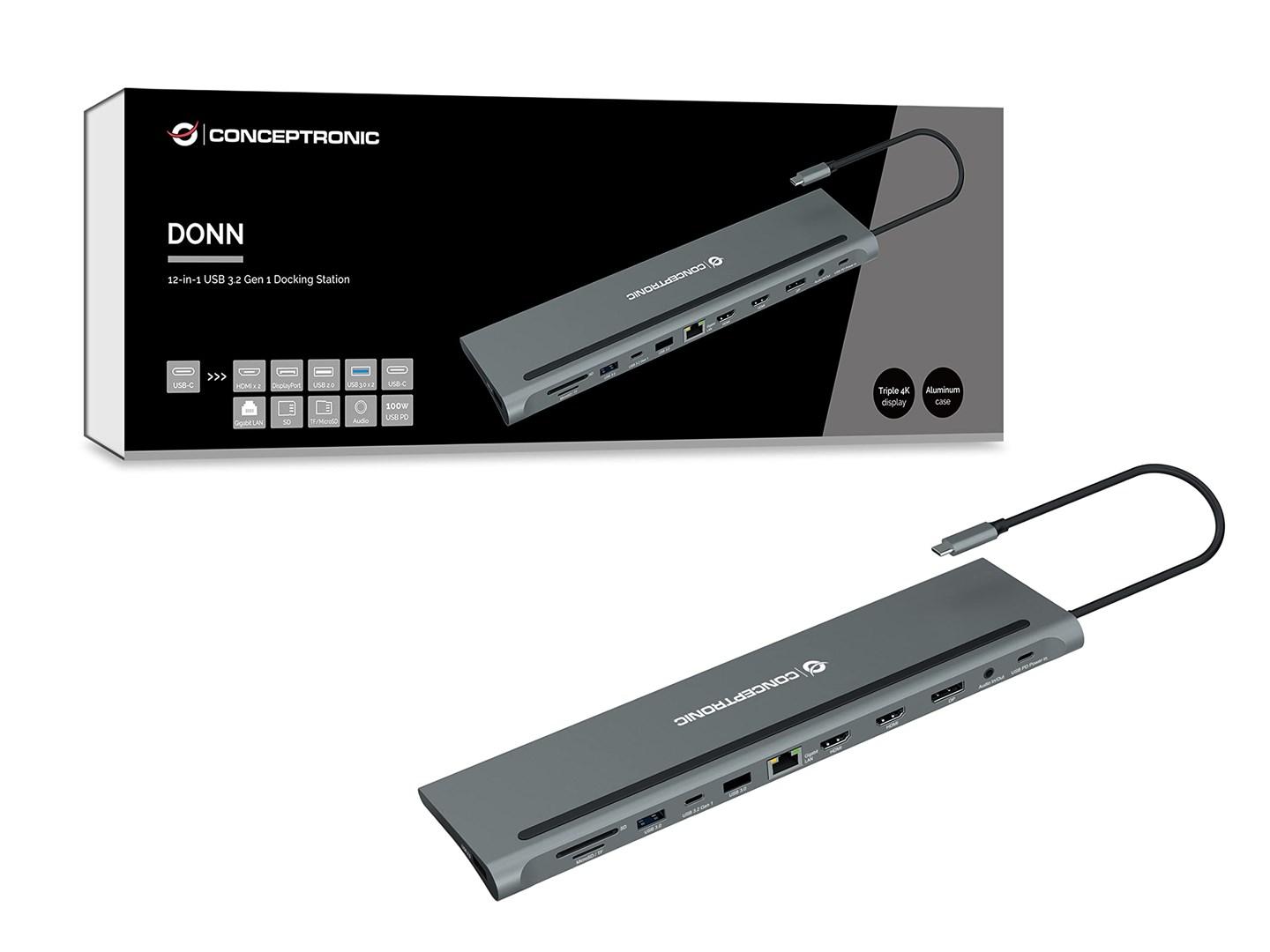 Conceptronic DONN 12‑i‑1 USB‑C dockingstation billede