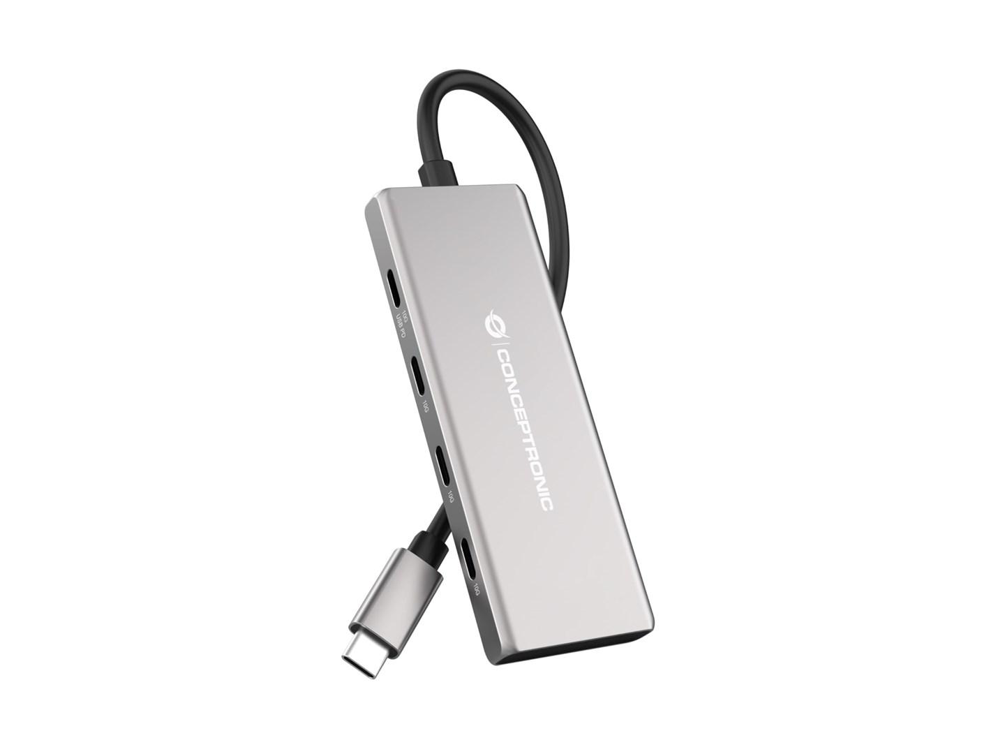 Conceptronic 7-i-1 USB-C dock - 3x USB-C, 3x USB-A, 25 cm - grå billede