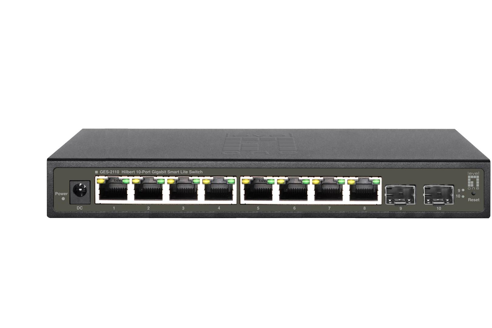 LevelOne Hilbert GES-2110 - 10-port Gigabit Smart Lite switch, 8x RJ45 + 2x SFP billede