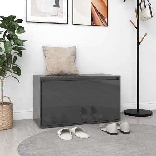 Entrébænk 80x40x45 cm konstrueret træ grå højglans