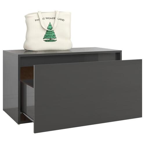 Entrébænk 80x40x45 cm konstrueret træ grå højglans