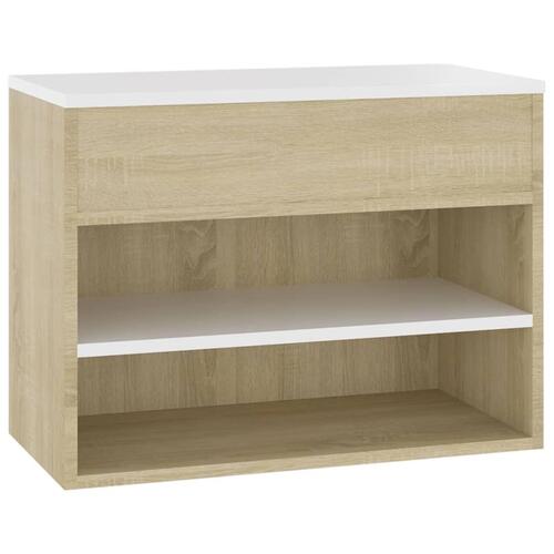 Skoreol 60x30x45 cm spånplade hvid og sonoma-eg