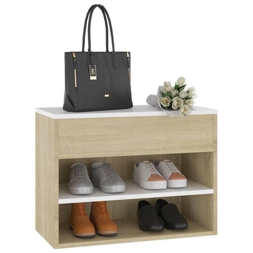 Skoreol 60x30x45 cm spånplade hvid og sonoma-eg