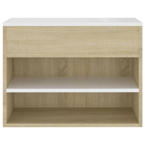 Skoreol 60x30x45 cm spånplade hvid og sonoma-eg