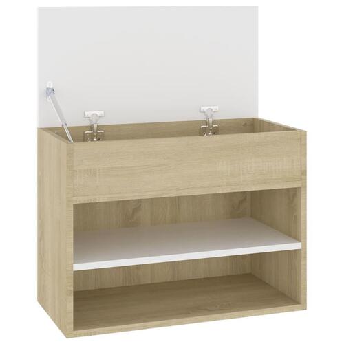 Skoreol 60x30x45 cm spånplade hvid og sonoma-eg