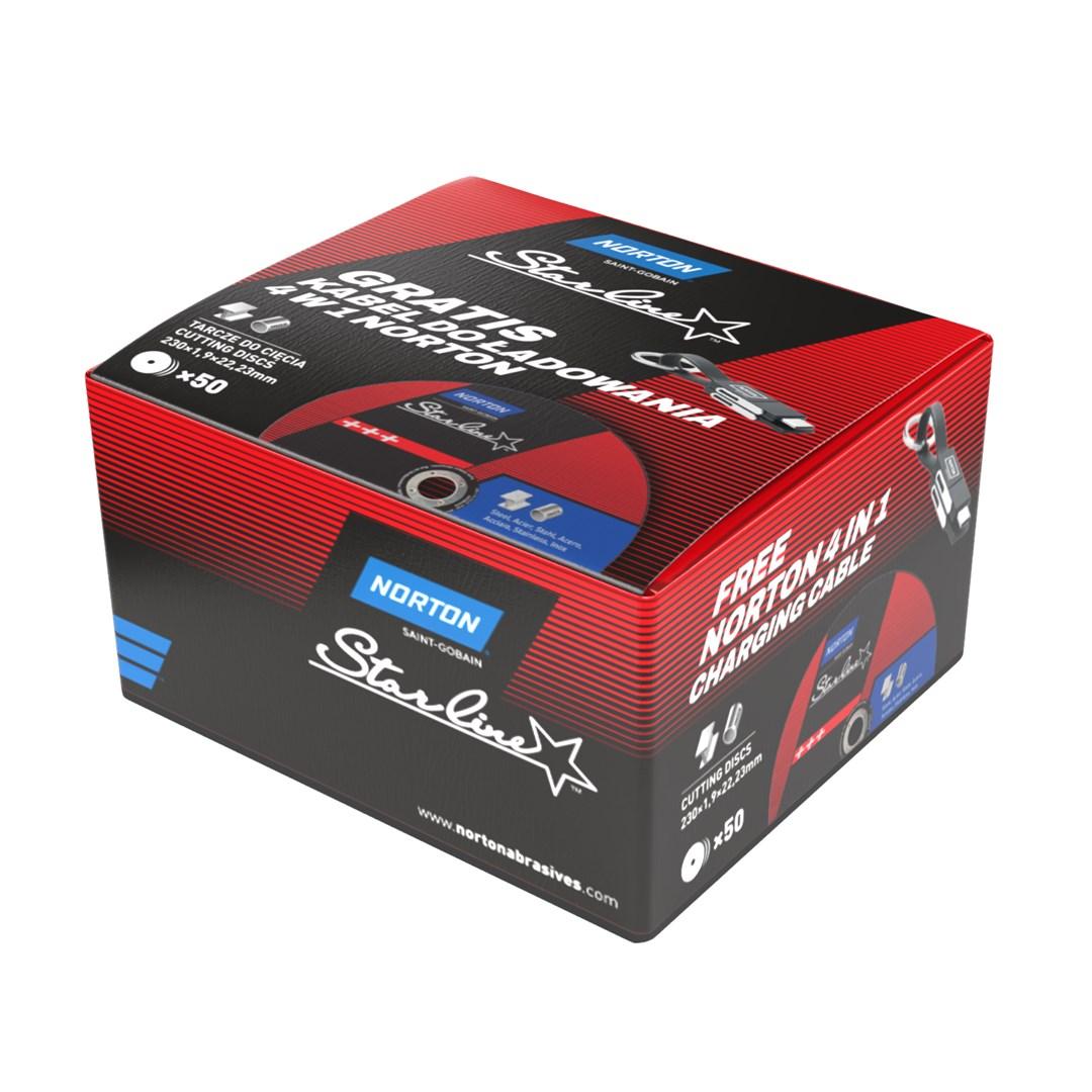 Norton Starline skæreskiver 230 × 1,9 mm - 50 stk. + opladerkabel billede