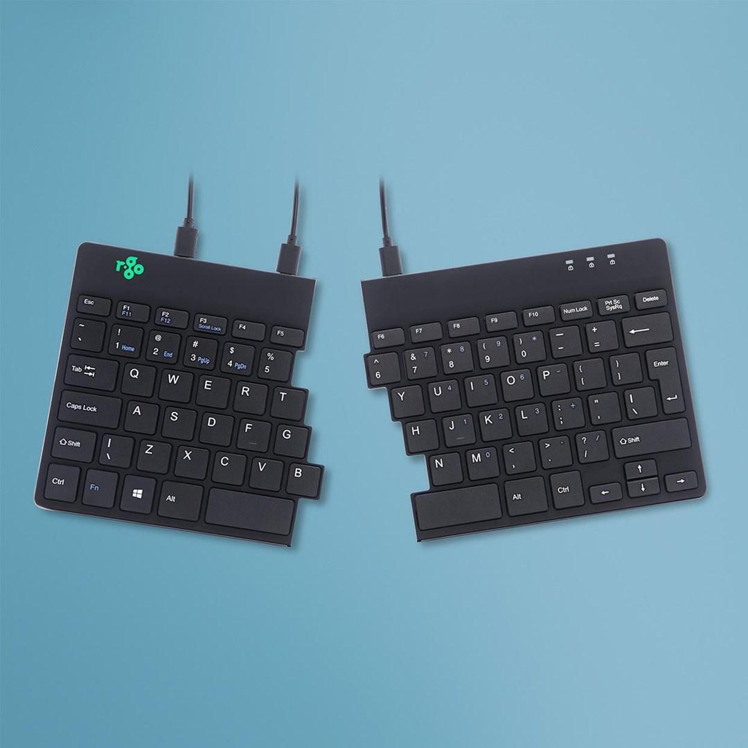 R-Go Split Break tastatur - US-layout, kablet, sort