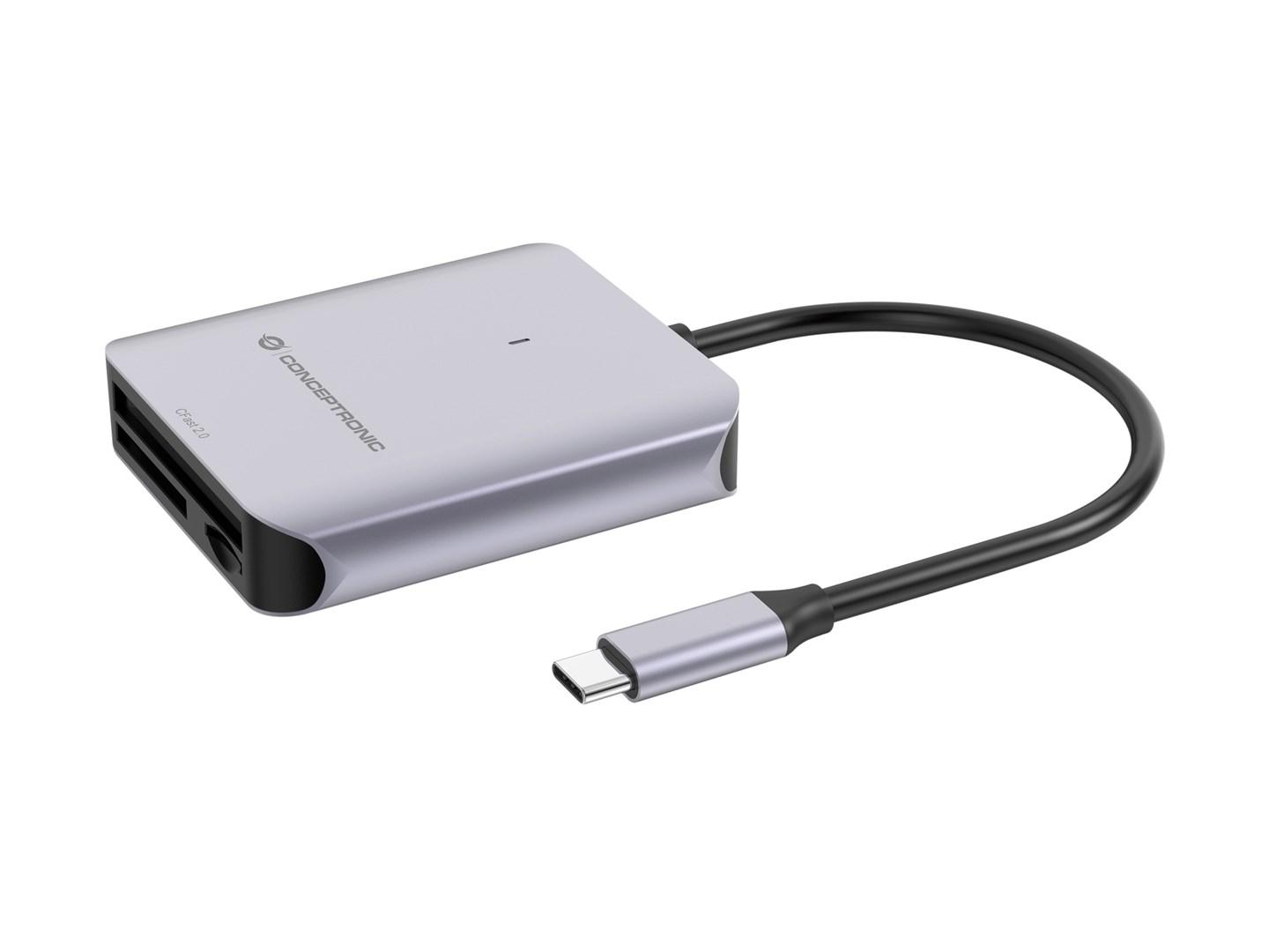 Conceptronic BIAN09G 3-i-1 kortlæser - USB 3.2 Gen 2, CFast 2.0, SD/TF (MicroSD) 4.0, UHS-II billede