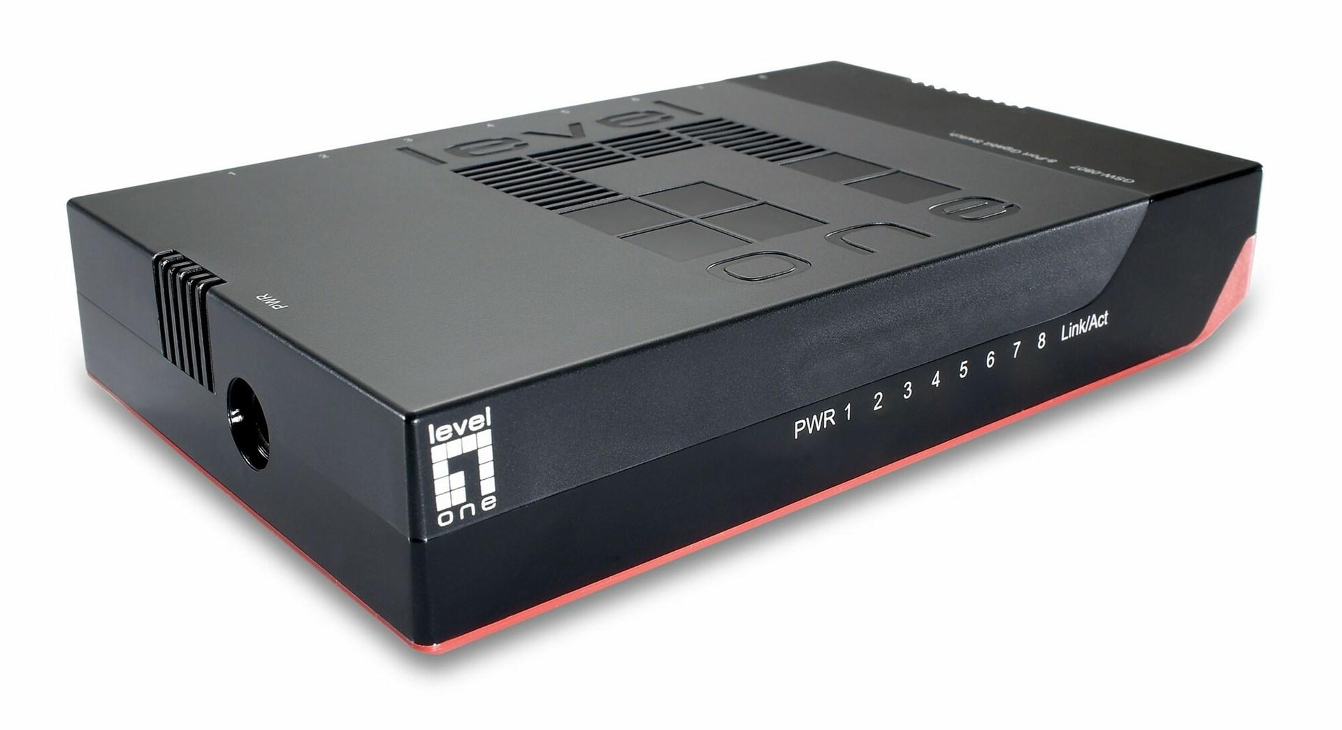 LevelOne GSW-0807 - 8-port gigabit switch (rød/sort) billede