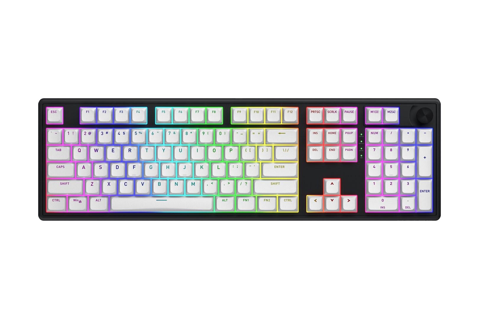 HATOR Skyfall Wireless 100 - mekanisk gaming-tastatur, fuld størrelse, USB/RF/Bluetooth - sort/hvid billede