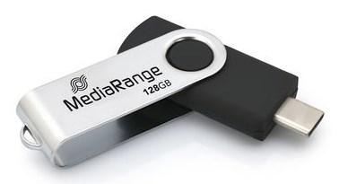 MediaRange MR1954 USB-flashdrev 128 GB - USB-C 3.2 Gen 1, sort/sølv billede