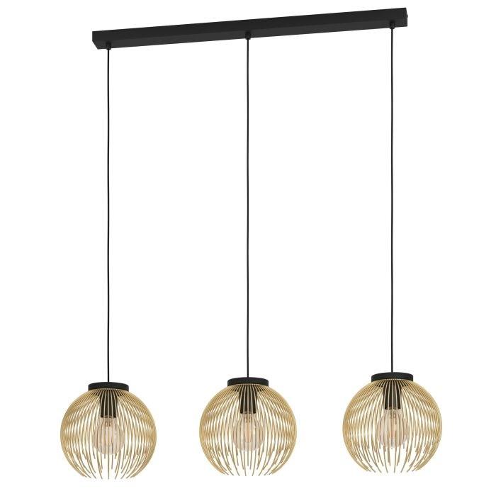 Pendellampe med 3 lys i stål - sort/guld, E27, 40 W (model 900167) billede