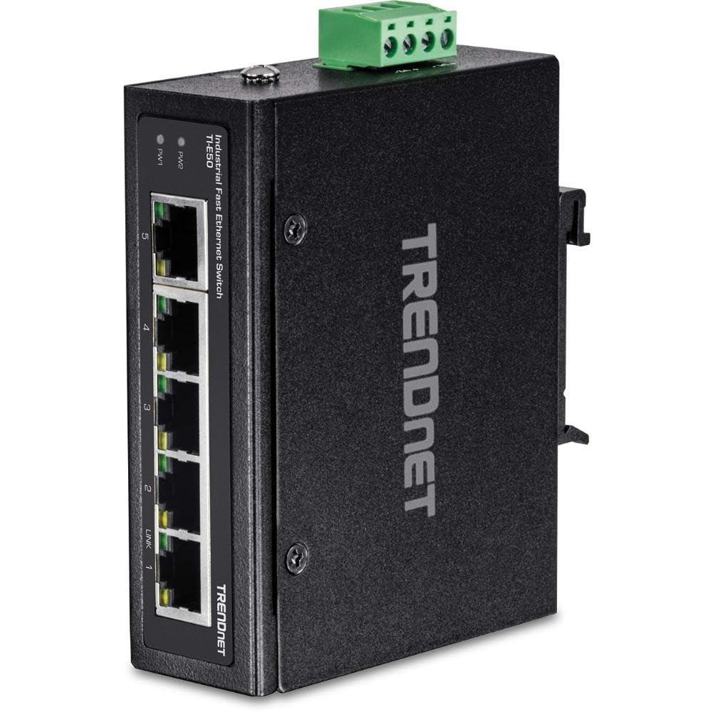 TRENDnet TI-E50 industriel switch - 5-port Fast Ethernet, DIN-skinne, L2