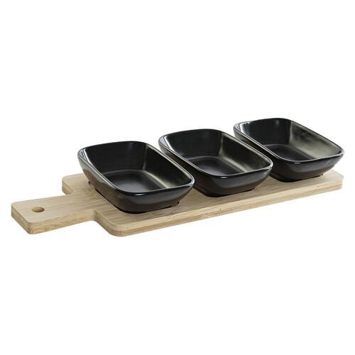 Sæt til appetizere Sort Natur Bambus Plastik Stentøj Cottage 4 Dele 28 x 10 x 1 cm (4 stk)