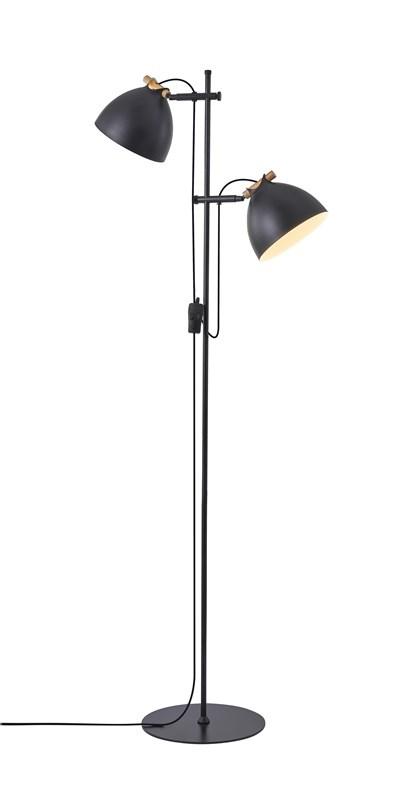 Gulvlampe 150 cm med 2 justerbare skærme - sort, til G9 billede
