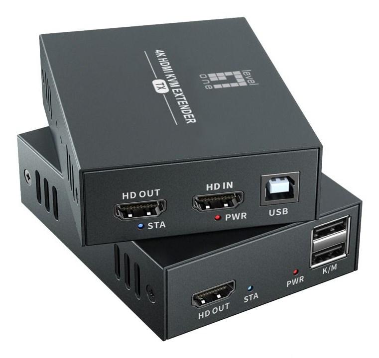 LevelOne HVE-8111 - 4K HDMI KVM extender sæt (sender + modtager) - sort billede