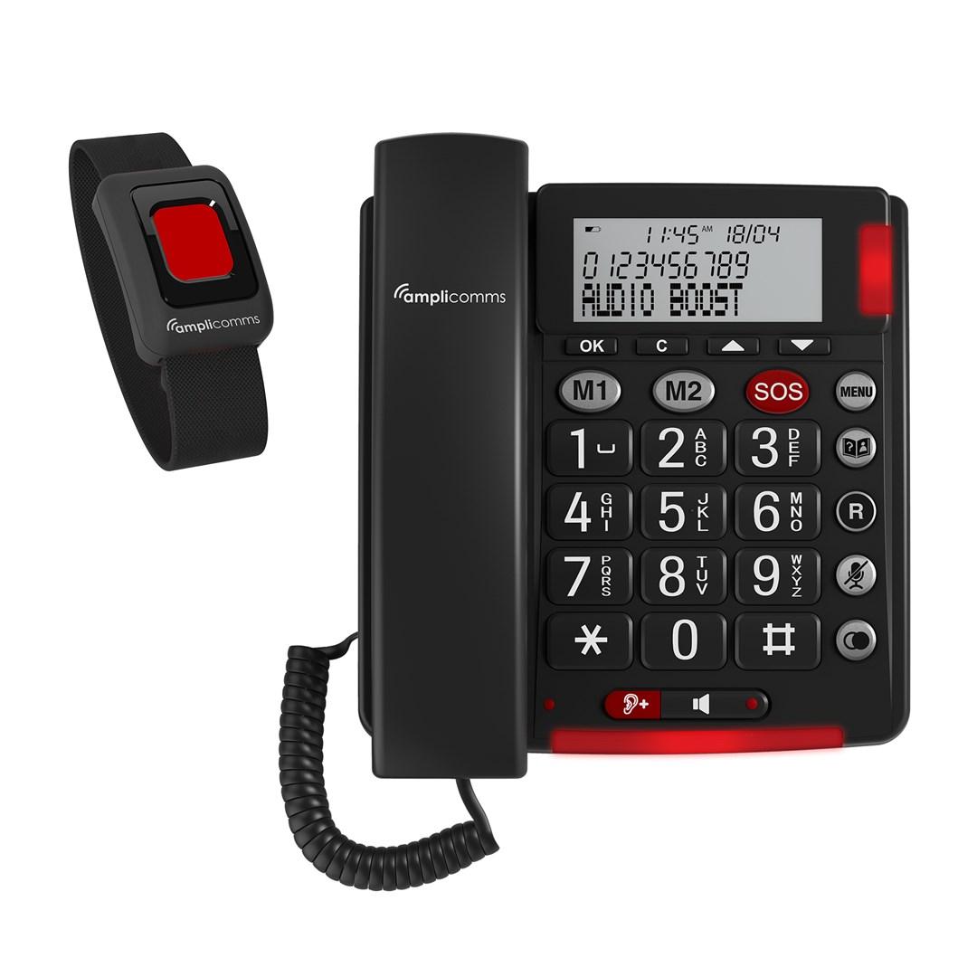 amplicomms BigTel 50 Alarm Plus - analog fastnettelefon med opkalds-id, mørkegrå billede