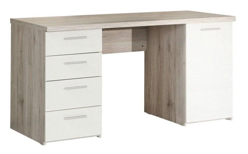 Skrivebord BEAT25 P79 - 145 × 60 cm, hazel med skuffer og skab billede