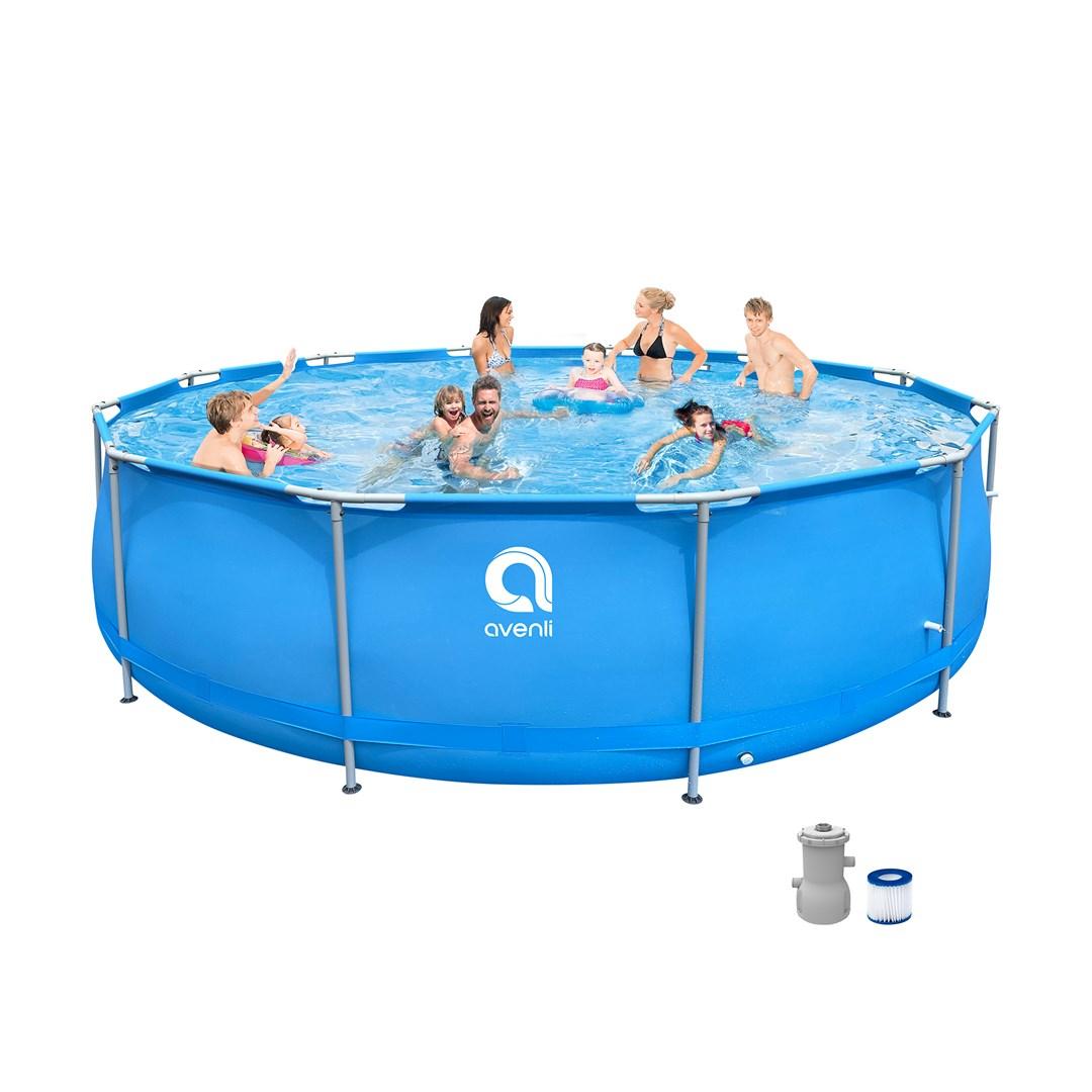Rund stålramme-pool 457 × 122 cm - Avenli Premium sæt billede