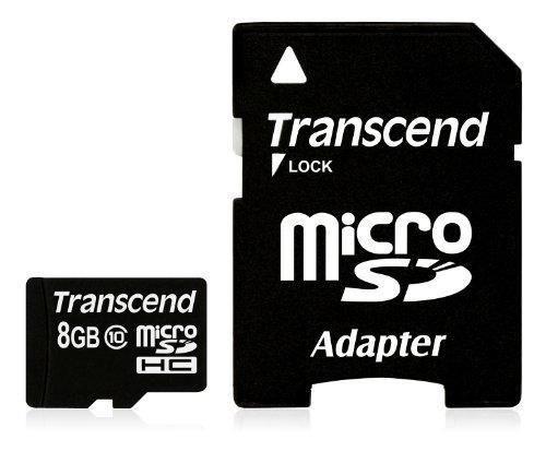 Transcend microSDHC 8 GB Class 10 med SD-adapter billede