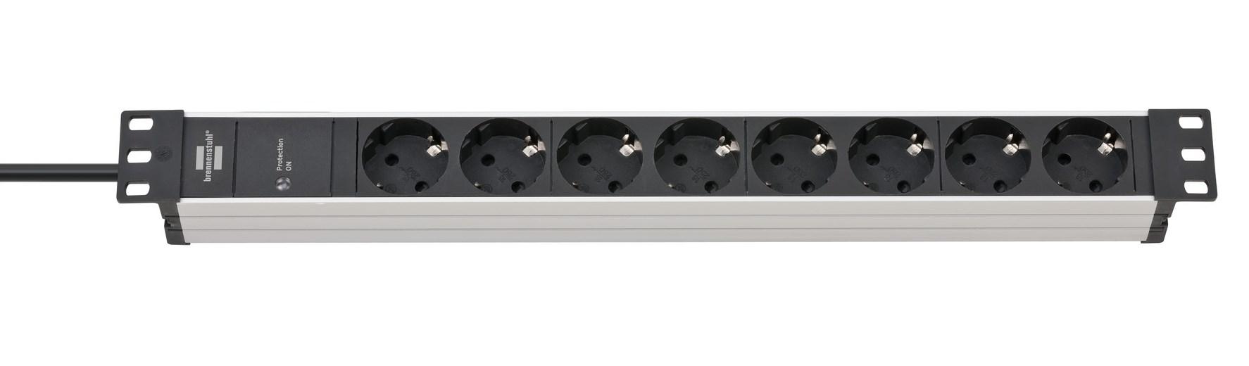 Brennenstuhl 1390007308 stikdåse - 8 udtag, 2 m, indendørs, sort/sølv billede