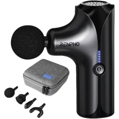 Renpho massagepistol - 4 hoveder, 5 hastigheder, sort