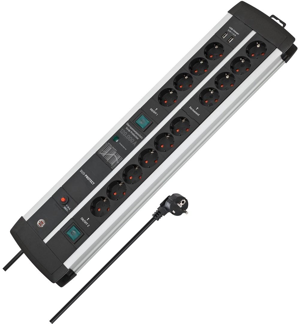Brennenstuhl PPL Duo stikdÃ¥se - 14 udtag, 3 m kabel, 2x USB billede