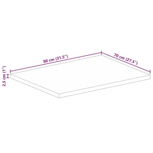 Bordplade i massivt genbrugstræ 80 x 70 cm - rektangulær