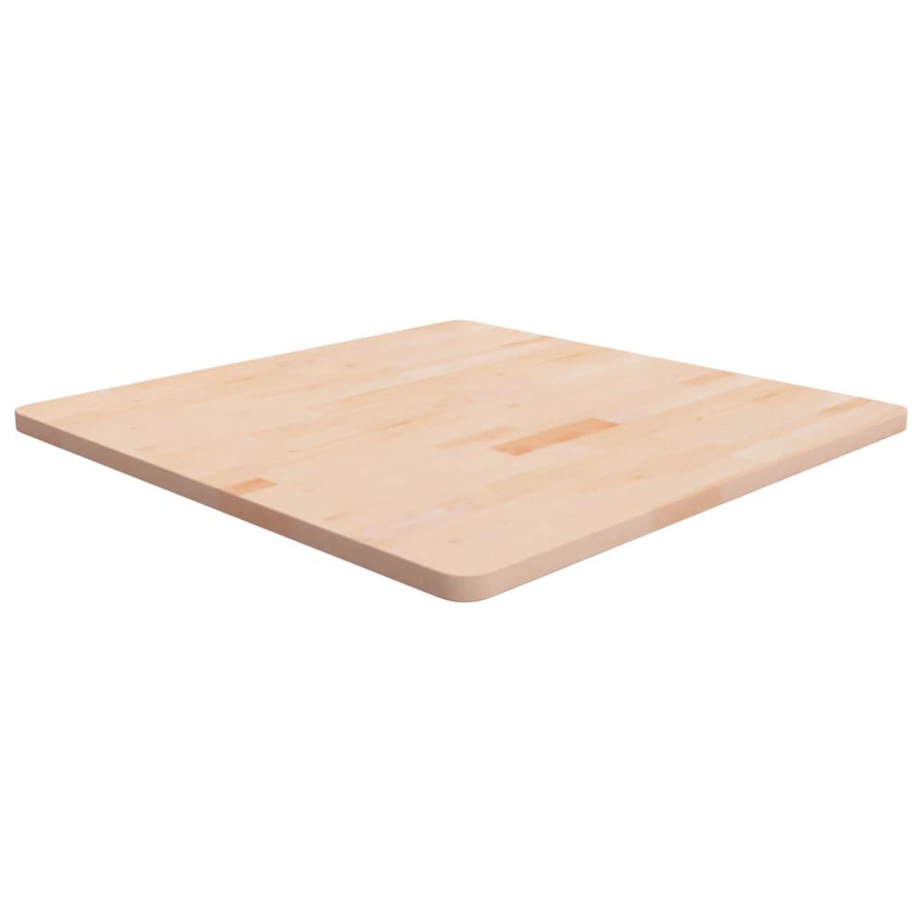 Firkantet bordplade 80x80x2,5 cm ubehandlet massivt egetræ billede