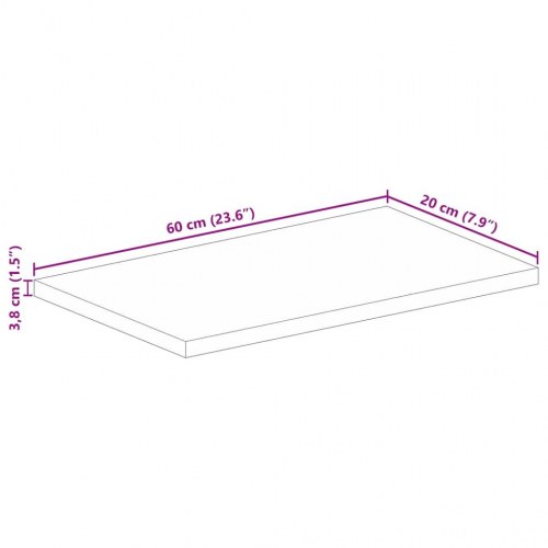 Bordplade 60 x 20 cm rektangulær i massivt genbrugstræ