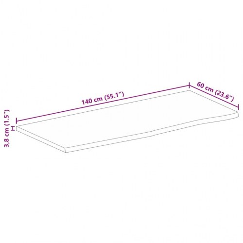 Bordplade i massivt mangotræ 140 × 60 × 3,8 cm - naturlig kant