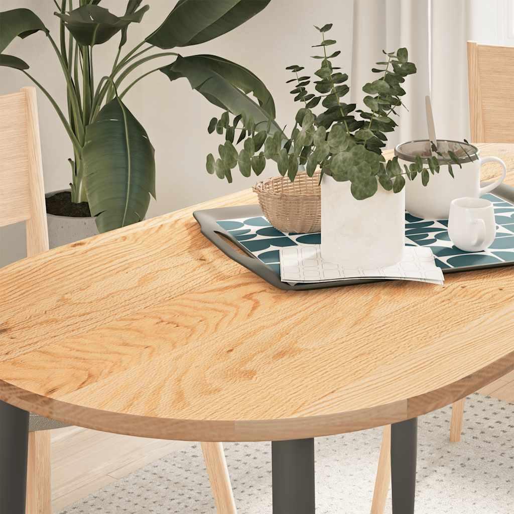 Bordplade 120x60x2 cm massivt egetræ oval billede