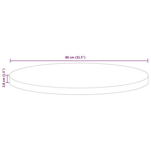 Bordplade Ø80x3,8 cm rund massivt genbrugstræ
