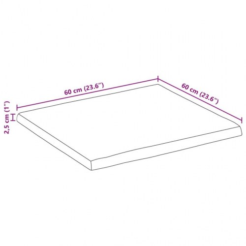 Bordplade 60x60x2,5 cm naturlig kant massivt mangotræ