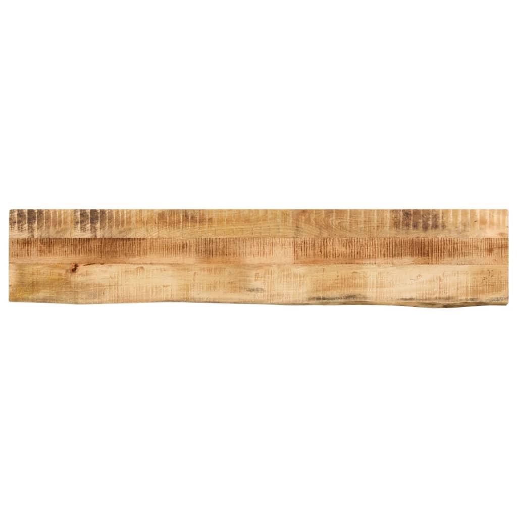 Bordplade i massivt ru mangotræ 140x20x2,5 cm med naturlig kant